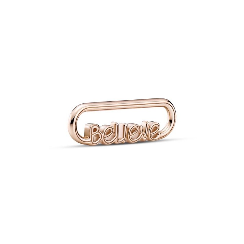 Eslabon chapado en oro rosa 14k con Believe interiorPandora