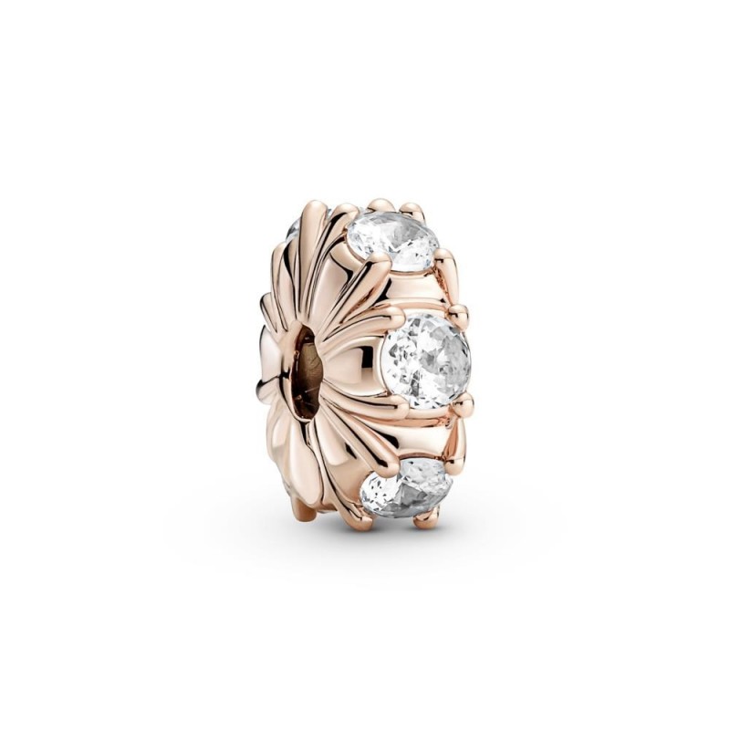 Clip chapado oro rosa 14k con circonitas blancas Pandora (con silicona)