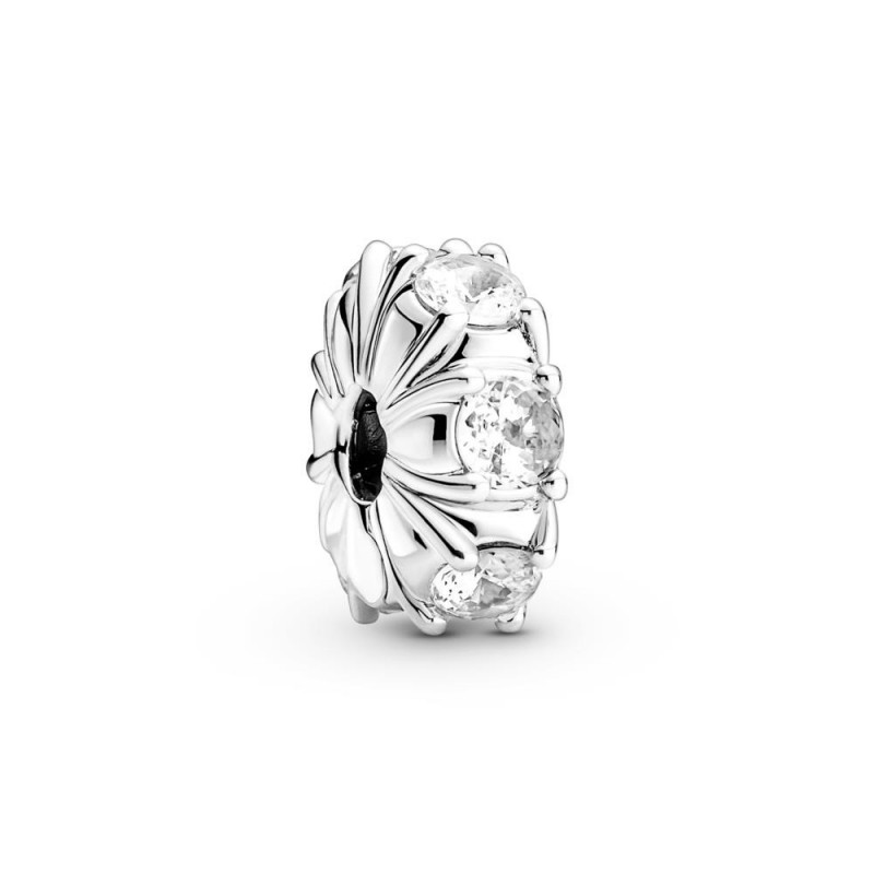 Clip plata con circonitas(silicona) Pandora