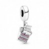 Charm plata colgante maquina de escribir con circonita y esmalte rosaPandora