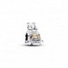 Charm colgante plata y oro 14k Disney 100 Winnie the Poo con diamante creado por laboratorio 0,009 ct  Pandora