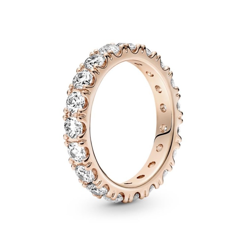 Anillo bañado en oro rosa 14k tipo alianza circonitas Eternity Pandora Talla 14