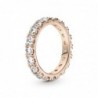 Anillo bañado en oro rosa 14k tipo alianza circonitas Eternity Pandora Talla 14