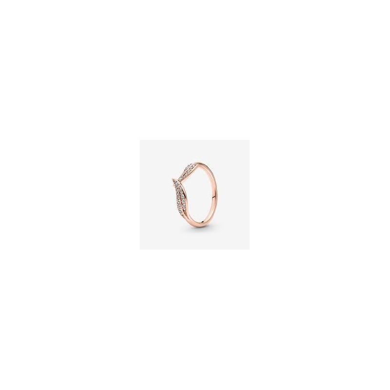 Anillo en Pandora Rose hojas brillantes con circonitas cubicas transparentes Talla 12