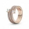 Anillo bañado en oro rosa 14k triple espiral circonitas Pandora Talla 12