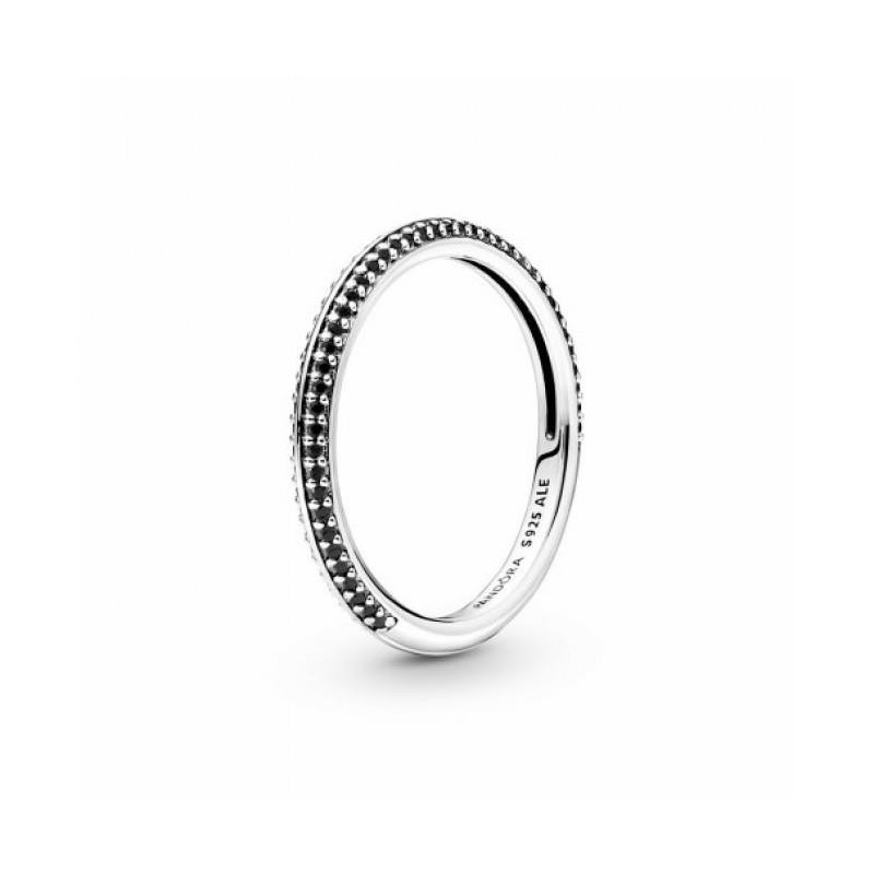 Anillo plata con esmalte negra Pandora Talla 14