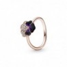 Anillo chapado en oro 14k pensamiento con cz y esamlte azul y violeta  Pandora Talla 12