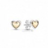Pendientes plata corazon centro corazon oro 14k Pandora