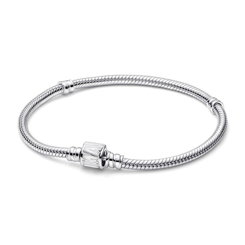 Pulsera plata Marvel serpiente cierre Marvel con esmalte blanco 19 cms Pandora