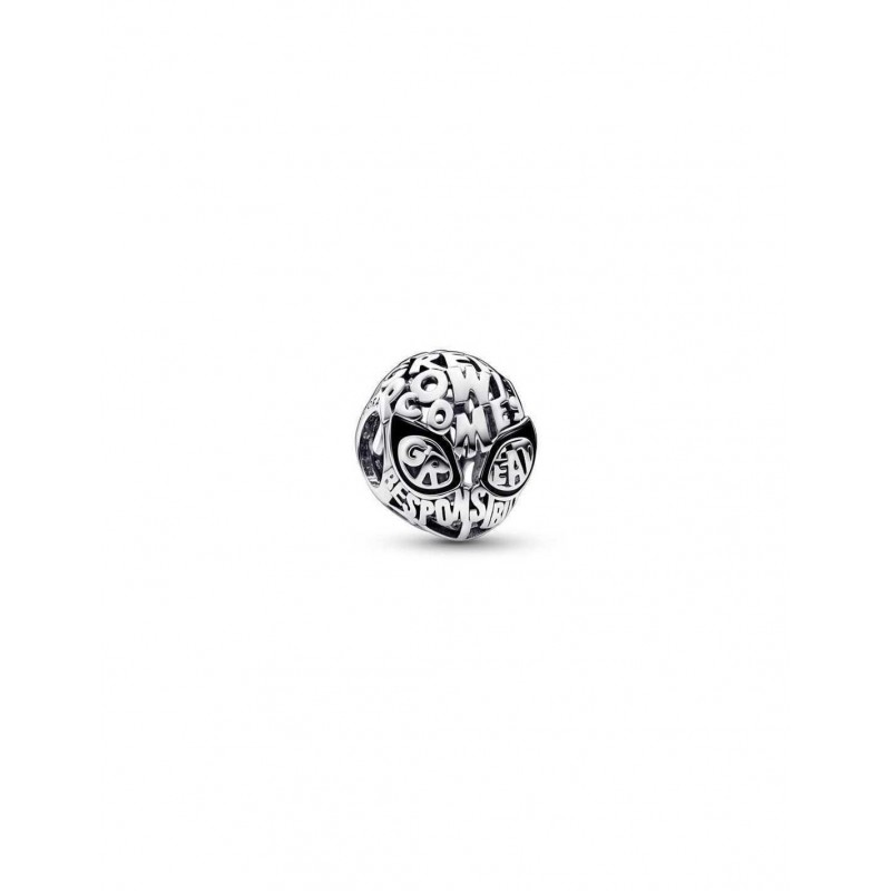 Charm plata Máscara Spider-Man de Marvel cone smalte negro Pandora
