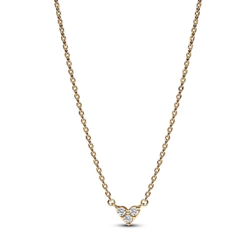 Collar chapado oro corazon 3 czs Pandora 45cms