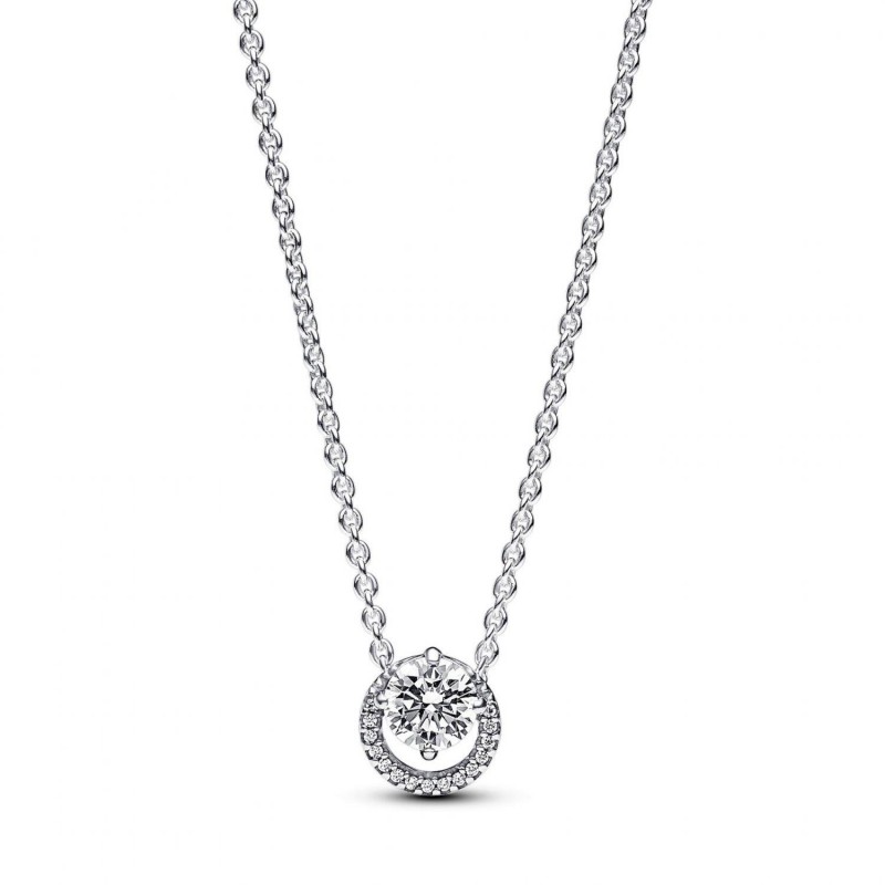 Collar plata halo brillante pavé czs 45 cms  Pandora