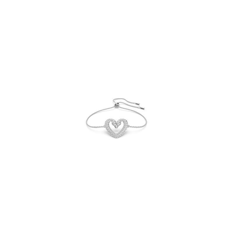 Pulsera plateado Una Swarovski cisnes haciendo forma de corazón