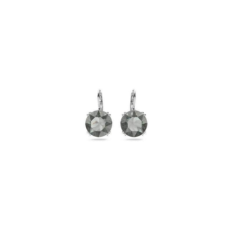 Pendientes Millenia gancho plateados y negros Swarovski