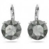 Pendientes Millenia gancho plateados y negros Swarovski