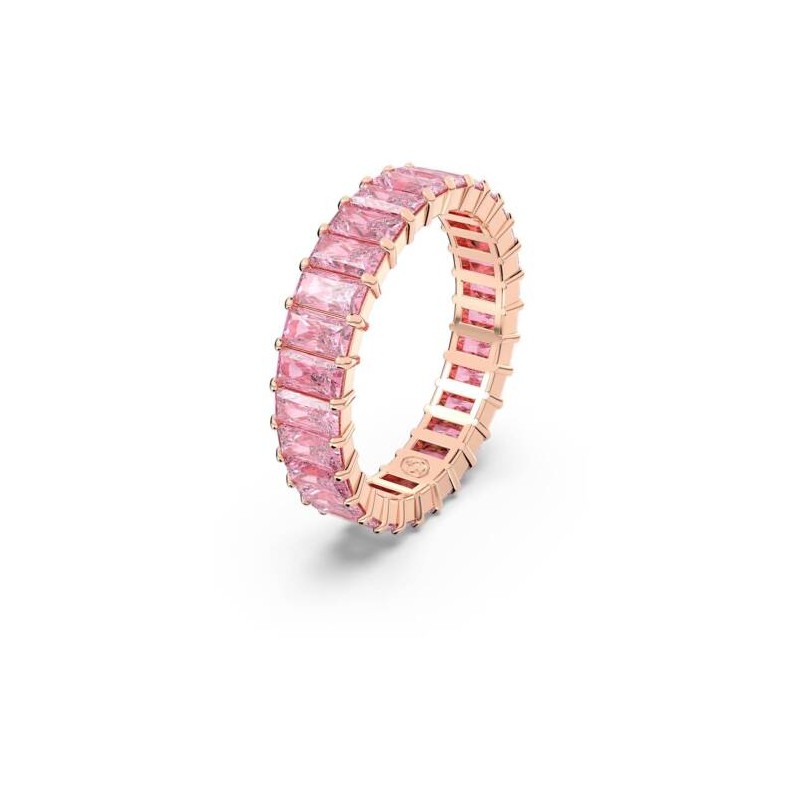 Anillo Matrix chapado oro rosa baguettes cristal rosa  Swarovski talla 58
